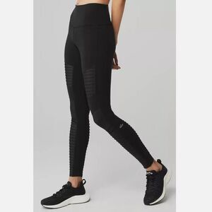 Alo Yoga High Waist Moto Legging  Pants Black (Medium) athleisure workout gym